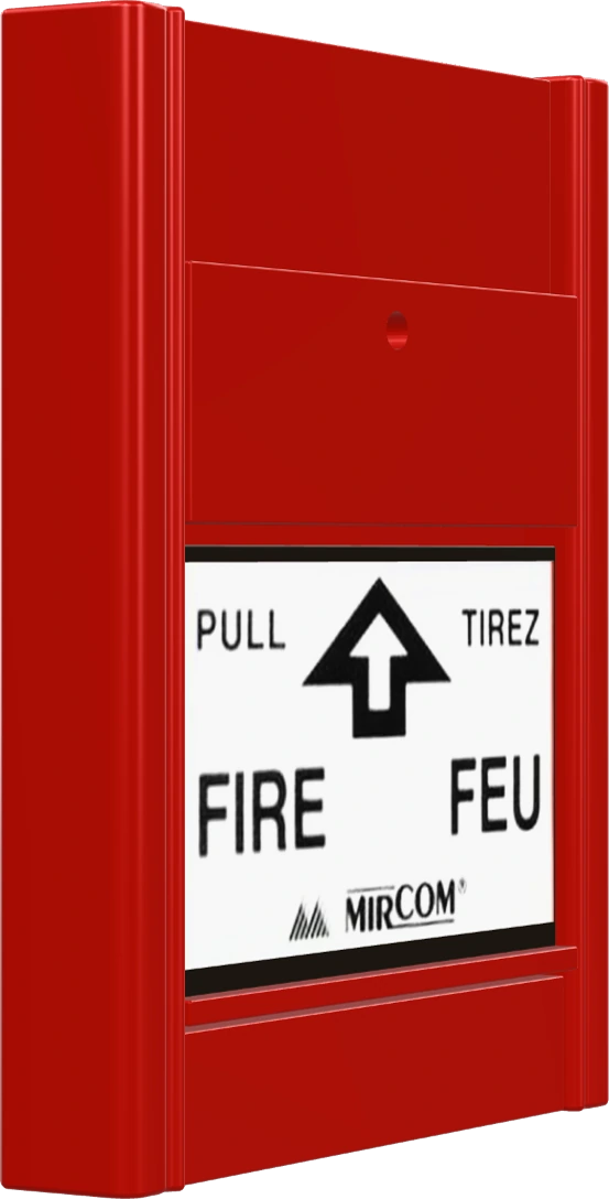 Mircom bilingual manual fire alarm station. Click to enlarge.
